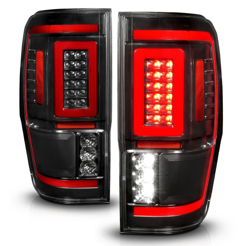 ANZO 311446 fits Ford 19-22 Ranger Full LED Taillights w/ Lightbar Sequential Signal Black Housing/Clear Lens