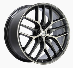 BBS CC2002GRPK CC-R 19x8 5x120 ET45 Satin Graphite Diamond Cut Polished Rim Protector Wheel -82mm PFS Required