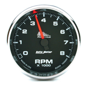 AutoMeter 19306 Autometer Pro-Cycle Gauge Tach 2 5/8in 8K Rpm 2&4 Cylinder Black