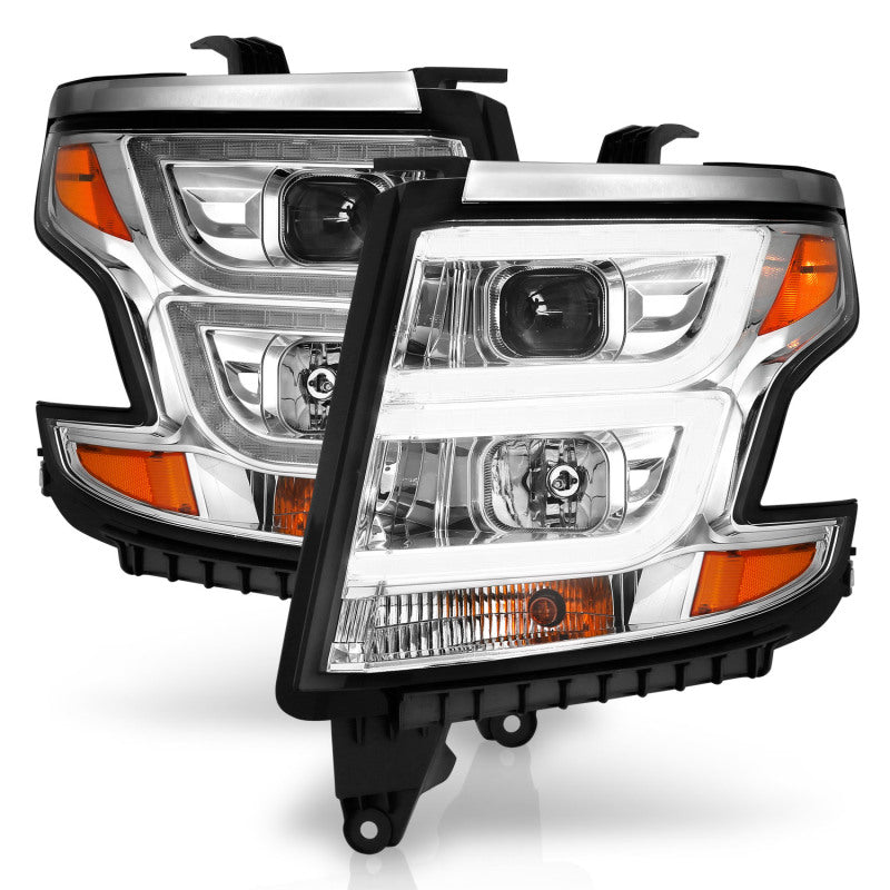 ANZO 111493 2020 fits Chevy 15-20 Tahoe Projector Headlights Plank Style Chrome w/DRL