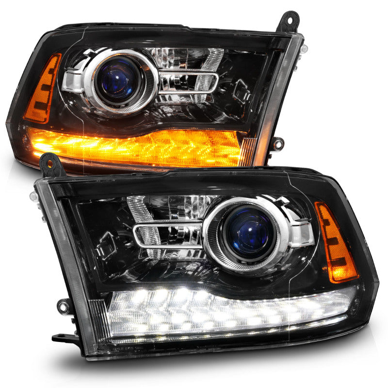 Anzo 111608 09-18 fits Dodge 1500-3500 LED Plank Style Headlights w/Switchback+Sequential Hyper Black (OE Style)