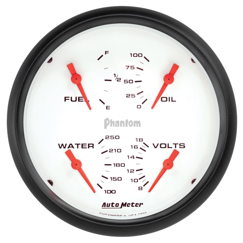 AutoMeter 5820 Autometer Phantom Quad 5in. Gauge 240OHm (E) - 33Ohm (F) Electric