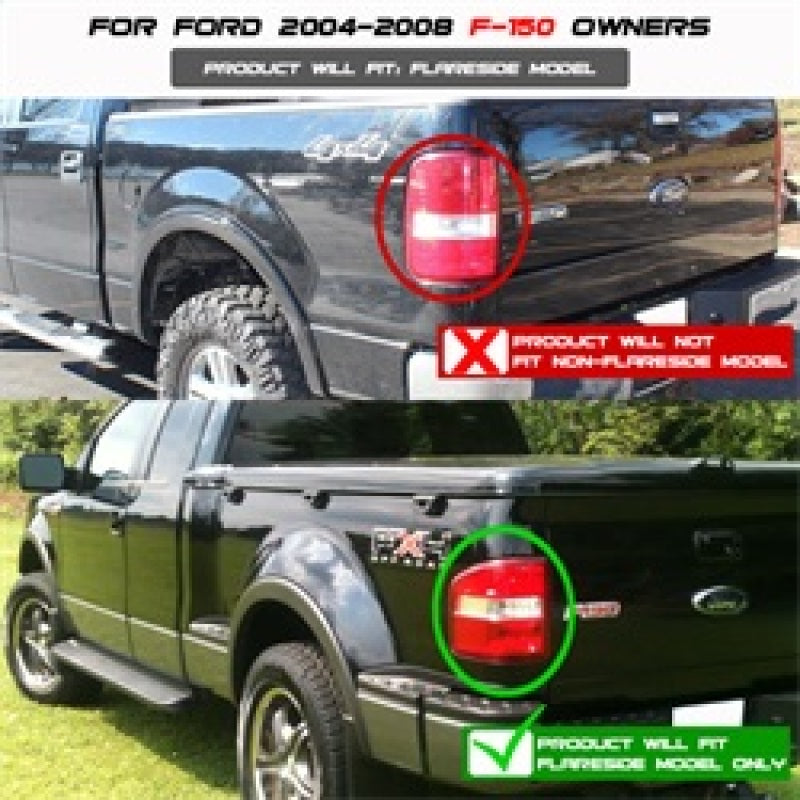 Spyder 5003225 fits Ford 04-08 F150 Flareside Euro Style Tail Lights Black ALT-