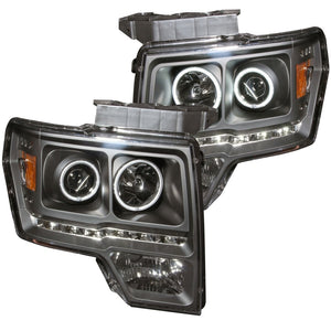 ANZO 111298 2009-2014 fits Ford F-150 Projector Headlights w/ Halo Black (CCFL) G2