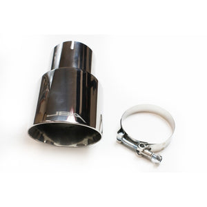 JBA 12-08272 3in x 4in x 7-1/4in Double Wall Polished Chrome Tip - Clamp On