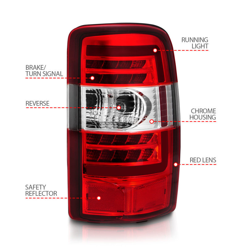 ANZO 311364 2006 fits Chevrolet 00-20 Tahoe LED Tail Lights w/ Red Lens Chrome Housing