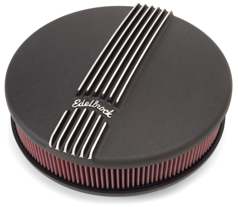 Edelbrock 41173 Air Cleaner Classic Series Round Aluminum Top Cloth Element 14In Dia X 3 9In Black