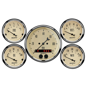 AutoMeter 1850 AutoMeter 3-3/8in & 2-1/16in GPS Speedometer Antique Beige Gauge Kit - 5 Pc