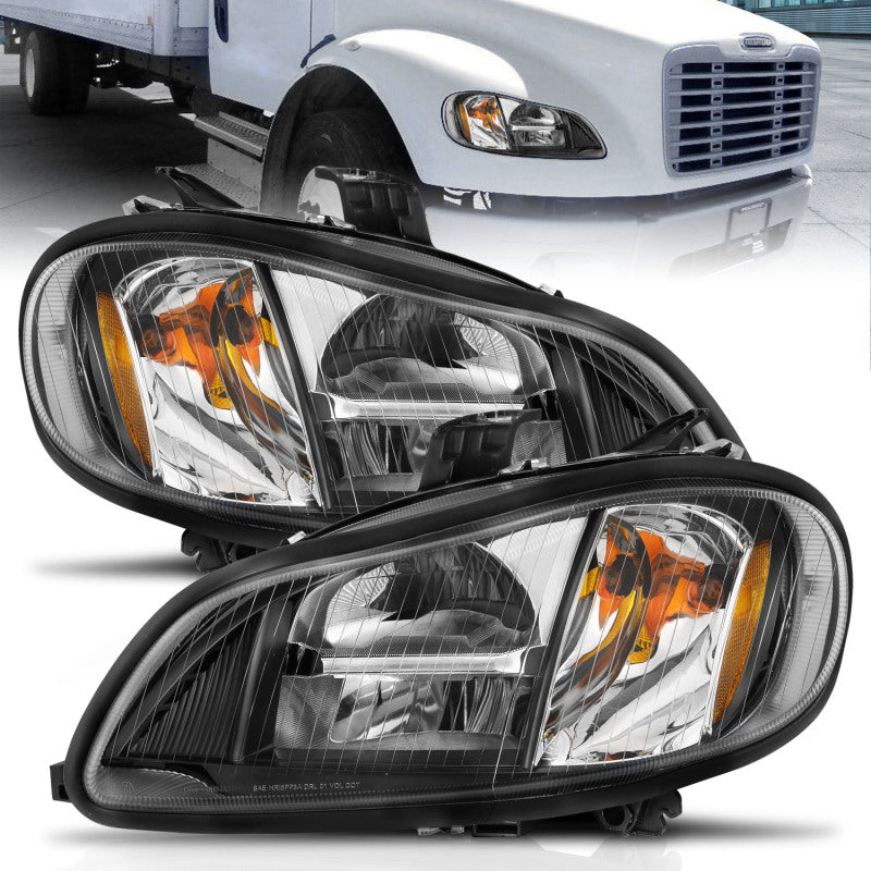 ANZO 131030 2014 fits Freightliner 02-20 M2 LED Crystal Headlights Black Housing w/ Clear Lens (Pair)