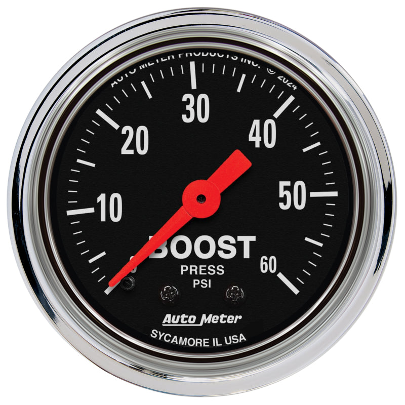 AutoMeter 2405 AutoMeter Gauge Boost 2-1/16in. 60 PSI Mechanical Traditional Chrome