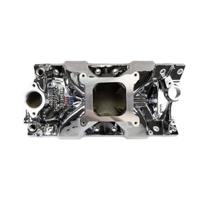Edelbrock Chevy SB Victor Jr. 23 Degree Intake Manifold - Chrome Plasma Finish