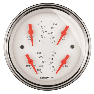 AutoMeter 1314 AutoMeter Gauge Quad 3-3/8in. 0 Ohm(e) to 90 Ohm(f)Elec Arctic White