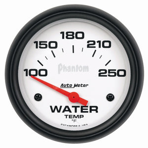 AutoMeter 5837 Autometer Phantom 66mm 100-250 Deg F Short Sweep Electonic Water Temperature Gauge