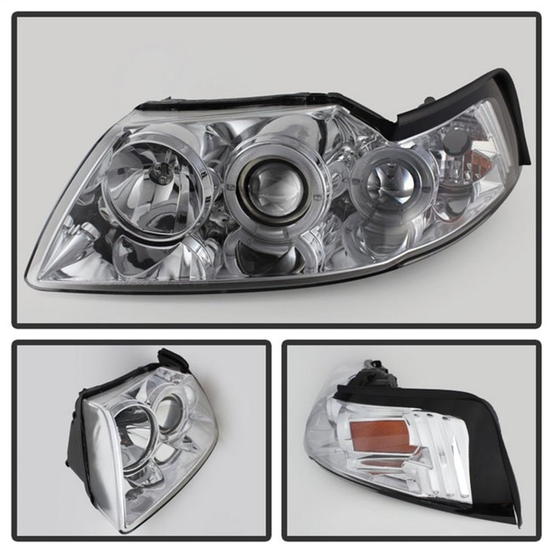 Spyder 5010452 fits Ford 99-04 Mustang Projector Headlights LED Halo Chrome Hig