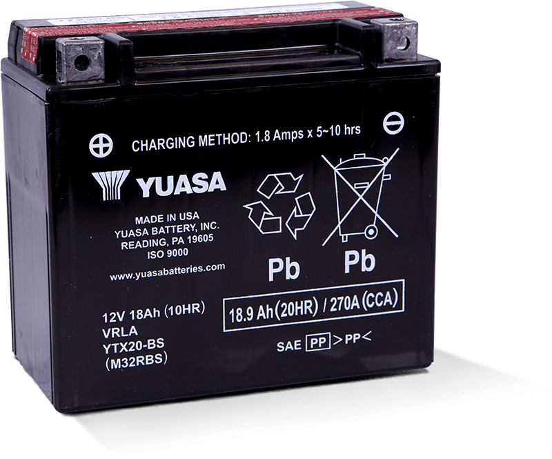 Yuasa YUAM32RBS YTX20-BS Maintenance Free AGM 12 Volt Battery (Bottle Supplied)