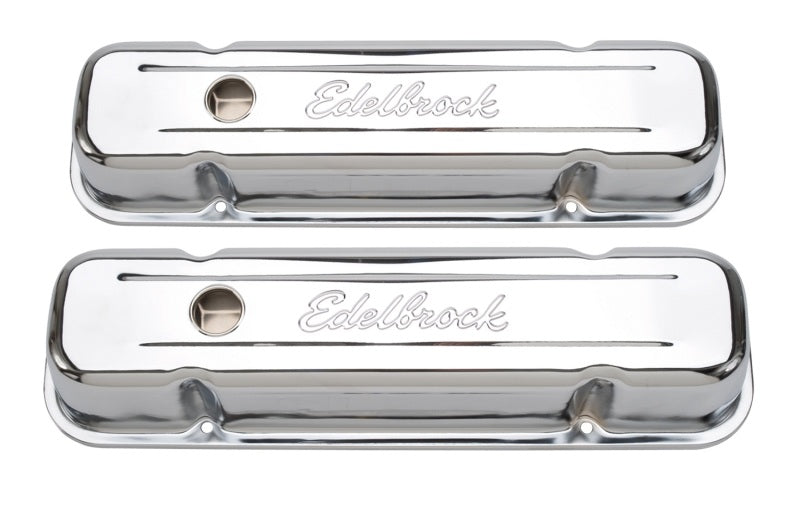 Edelbrock 4457 Valve Cover Signature Series fits Pontiac 1962-1979 301-455 CI V8 Tall Chrome