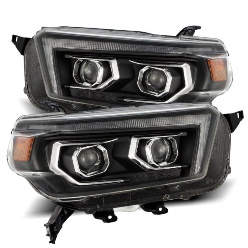 AlphaRex 880757 fits Toyota 10-13 4Runner LUXX LED Proj Headlights Plank Style Black w/Seq Signal/DRL