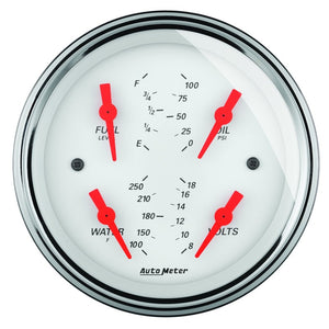 AutoMeter 1319 Autometer Arctic White 5in Quad GA, Fuel Level, 0-90 OHM