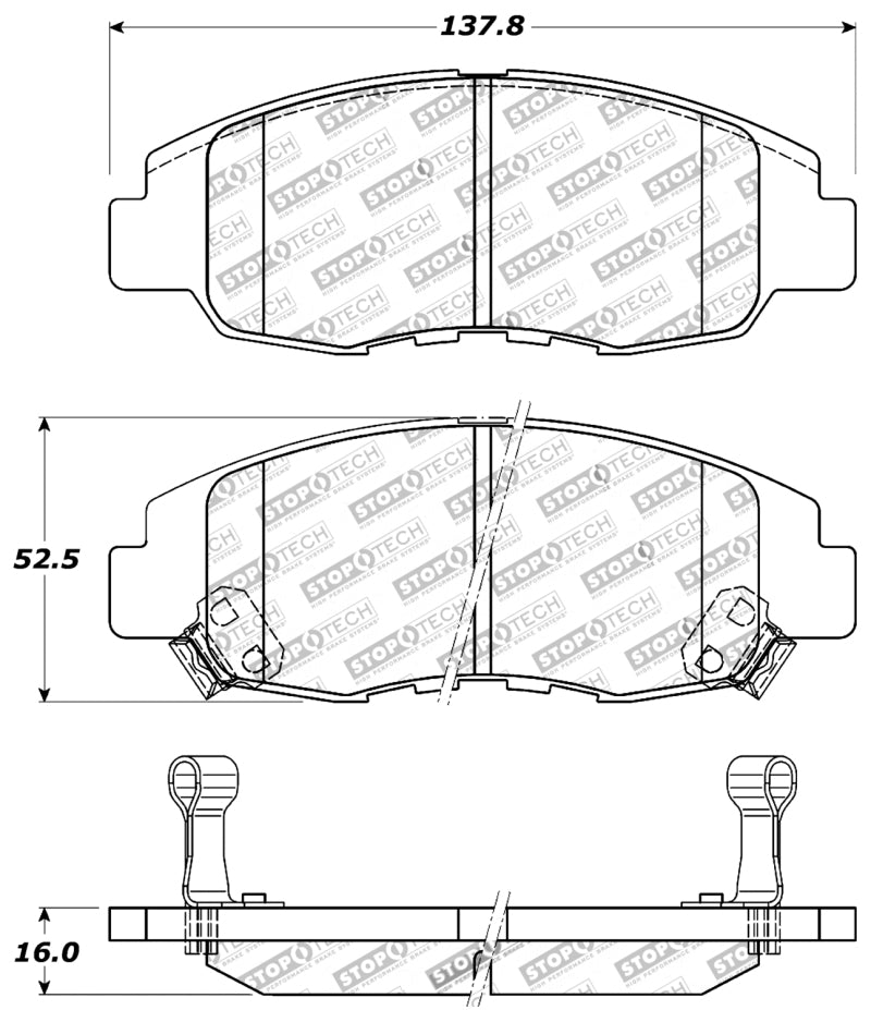 Stoptech 309.0764 Performance 98-02 fits Honda Accord Coupe/Sedan 4cyl Rear Drum/Disc Front Brake Pads