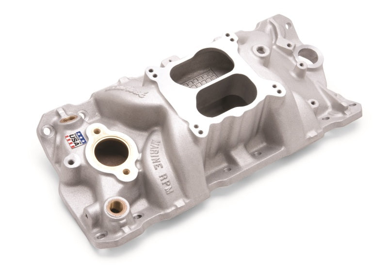 Edelbrock 2504 Manifold fits SBC 23-Degree Marine RPM 1955-1986 w/ Brass