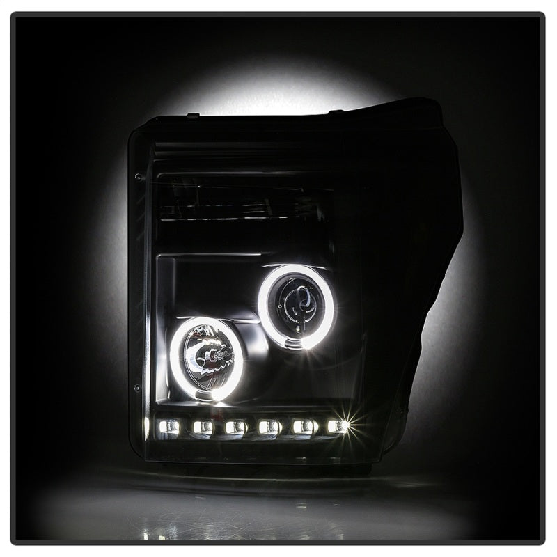 Spyder 5086013 fits Ford 11-16 Super Duty Projector Headlights LEDHalo DRL All