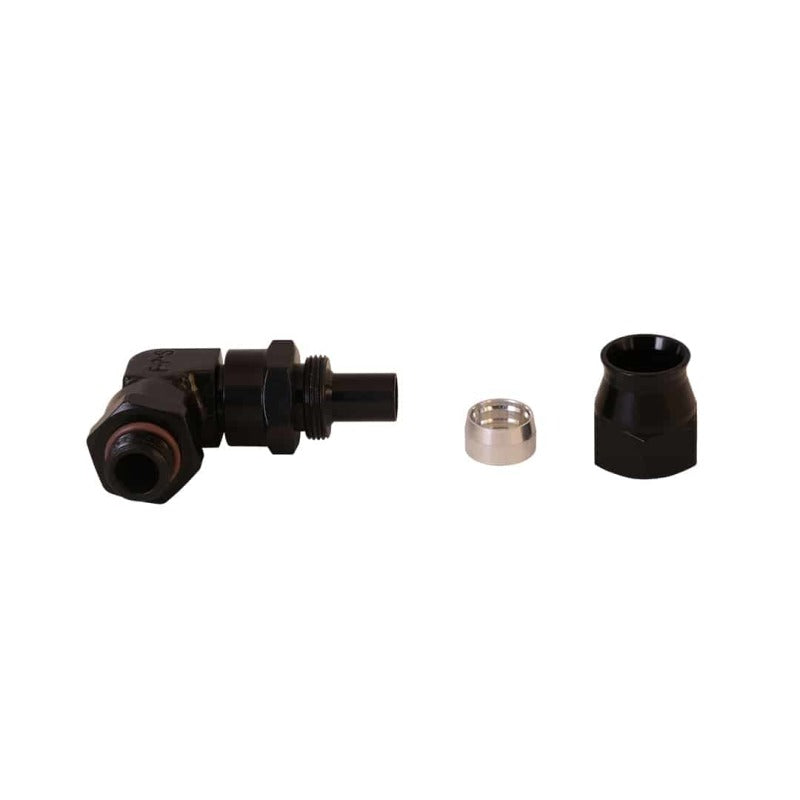 Aeromotive  15736 PTFE Hose End - AN-06 to AN-08 Hose - 90 Deg - Black Anodized