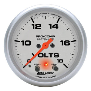 AutoMeter 4483 Autometer Ultra-Lite 2 5/8in 18V Voltmeter w/ Peak & Warn
