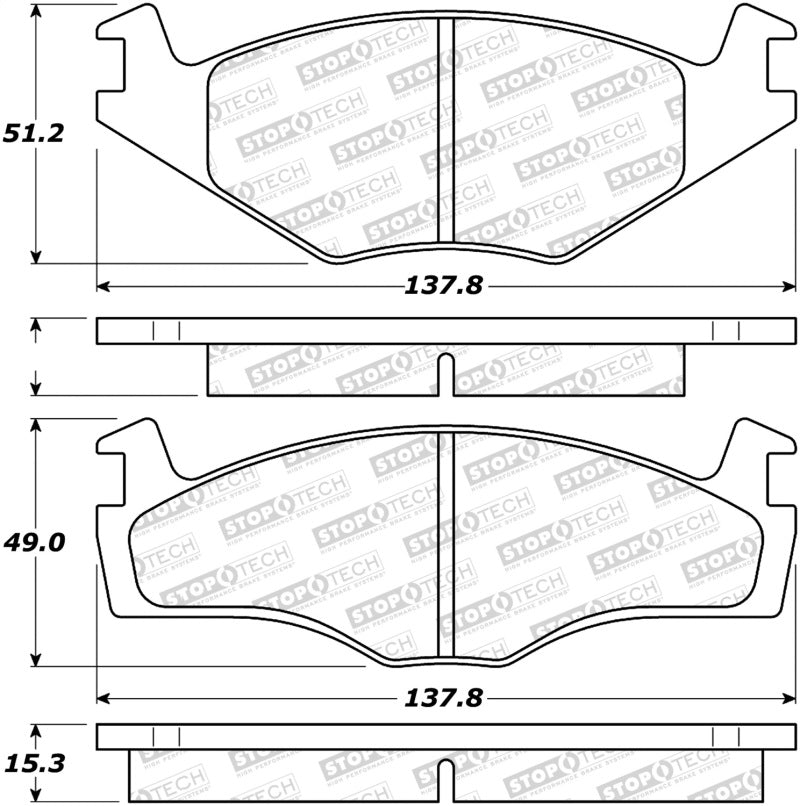 Stoptech 308.0569 85-93 Volkswagen Cabriolet Street Performance Front Brake Pads