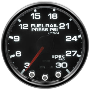 AutoMeter P32152 Autometer Spek-Pro Gauge Rail Press 2 1/16in 30Kpsi Stepper Motor W/Peak & Warn Blk/Smoke/Blk