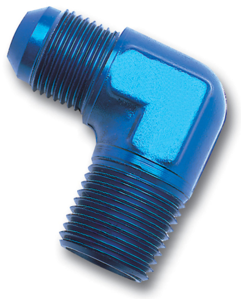 Russell 660870 Performance -8 AN to 1/2in NPT 90 Degree Flare to Pipe Adapter (Blue)