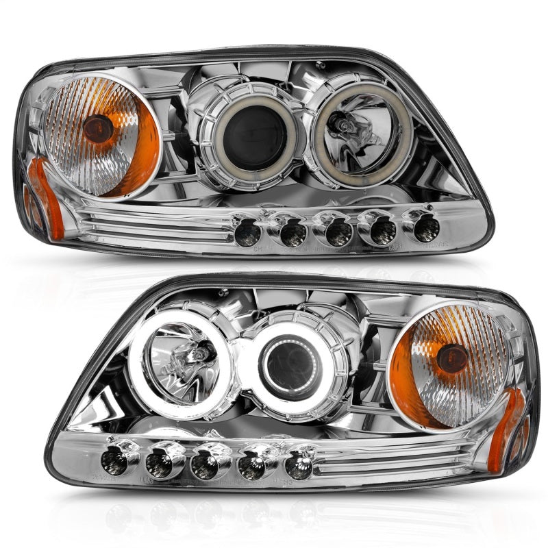 ANZO 111054 1997.5-2003 fits Ford F-150 Projector Headlights w/ Halo Chrome 1pc