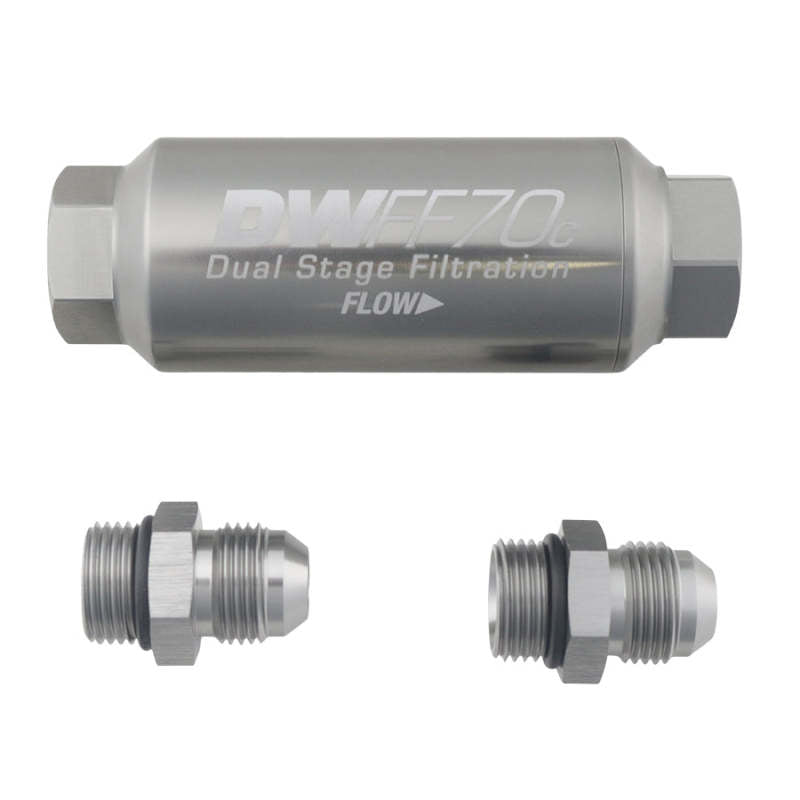 DeatschWerks 8-03-70C-010K-8 8AN 10 Micron 70mm Compact In-Line Fuel Filter Kit