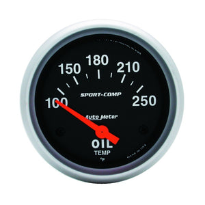 AutoMeter 3542 AutoMeter Gauge Oil Temp 2-5/8in. 100-250 Deg. F Electric Sport-Comp