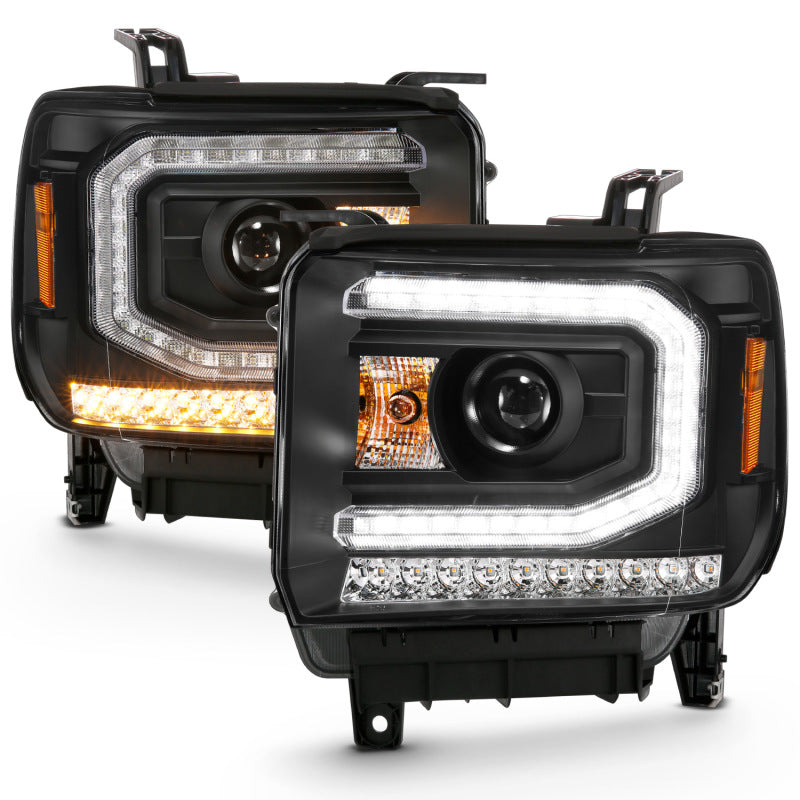 ANZO 111485 2019 Gmc Sierra 1500 Projector Headlight Plank Style Black w/ Sequential Amber Signal