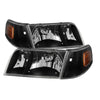 9031021 Xtune Crown Victoria Crystal Headlights w/ Corner Lights Set Black HD-