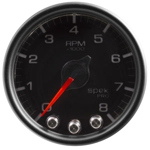 AutoMeter P33432 Autometer Spek-Pro Gauge Tach 2 1/16in 8K Rpm W/ Shift Light & Peak Mem Blk/Blk