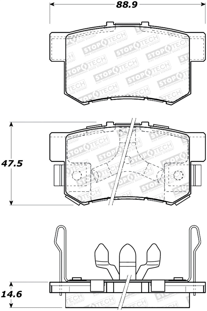 Stoptech 308.1086 05-16 Honda CR-V Street Rear Brake Pads