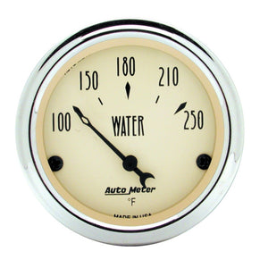 AutoMeter 1837 Autometer 2-1/16 inch Electric Water Temperature 250 Deg F Antique Beige Gauge