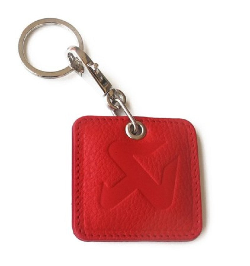 Akrapovic 800947 Square Leather Keychain - red