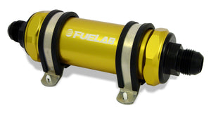 Fuelab 82832-5 828 In-Line Fuel Filter Long -8AN In/Out 6 Micron Fiberglass - Gold