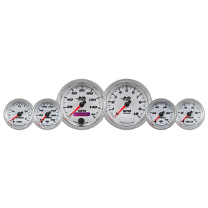 AutoMeter 19701 Autometer Pro-Cycle Gauge Kit 6 Pc. Kit 3 3/8in & 2 1/16in Bagger White