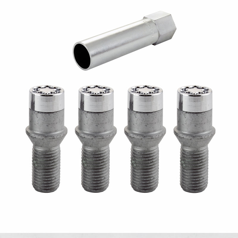 McGard 27201 Wheel Lock Bolt Set - 4pk. (Tuner / Cone Seat) M14X1.5 / 17mm Hex / 28.6mm Shank L. - Chrome