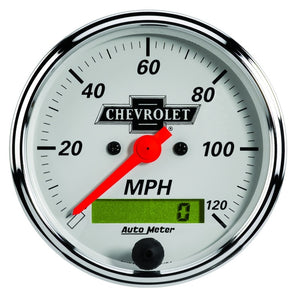 AutoMeter 1388-00408 AutoMeter Gauge Speedo 3-1/8in. 120MPH Elec Prog W/ Lcd Odo fits Chevrolet Heritage Bowtie