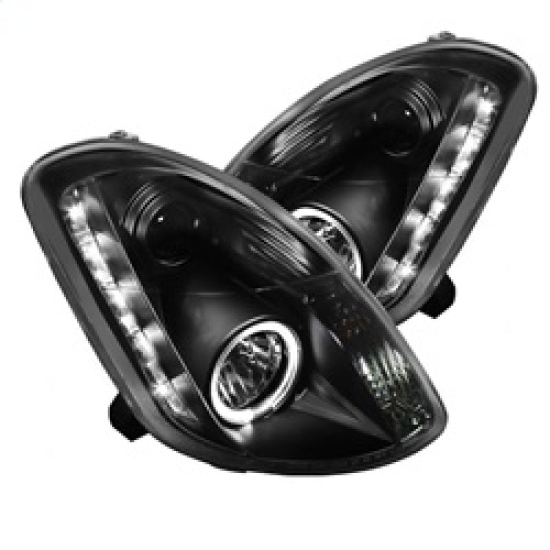 Spyder 5031747 fits Infiniti 03-04 G35 4DR Projector Halogen - LED Halo DRL Blk