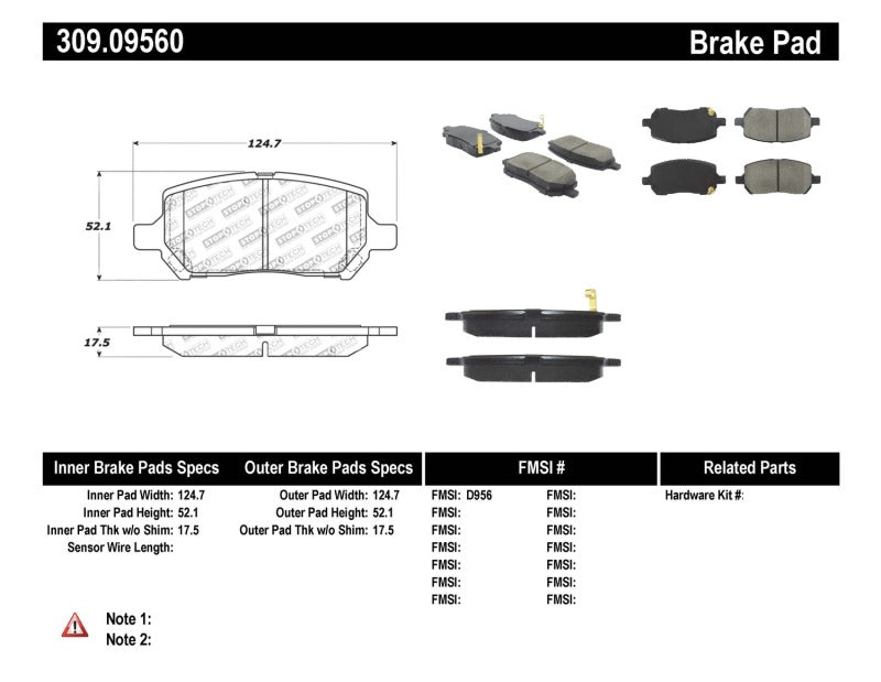 Stoptech 309.0956 Performance Brake Pads