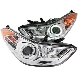 ANZO 121455 2011-2014 fits Hyundai Elantra Projector Headlights w/ Halo Chrome (CCFL)