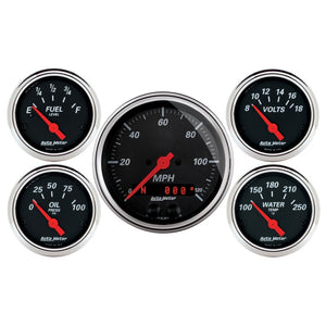 AutoMeter 1450 Autometer Designer Black Dash Kit 5pc MPH / Fuel / Oil / WTMP / Volt