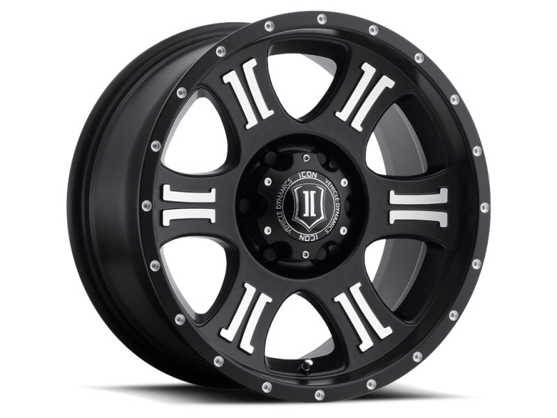 ICON 1017856350MB Shield 17x8.5 6x135 6mm Offset 5in BS 87.1mm Bore Satin Black/Machined Wheel