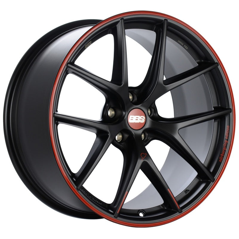 BBS CI2102NE CI-R Nurburgring Edition 19x8.5 5x120 ET35 Satin Black/Red Lip Wheel - 82mm PFS/Clip Req.