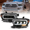 ANZO 111496 2018 fits Toyota 16-20 Tacoma LED Projector Headlights Plank Style Black w/ Amber